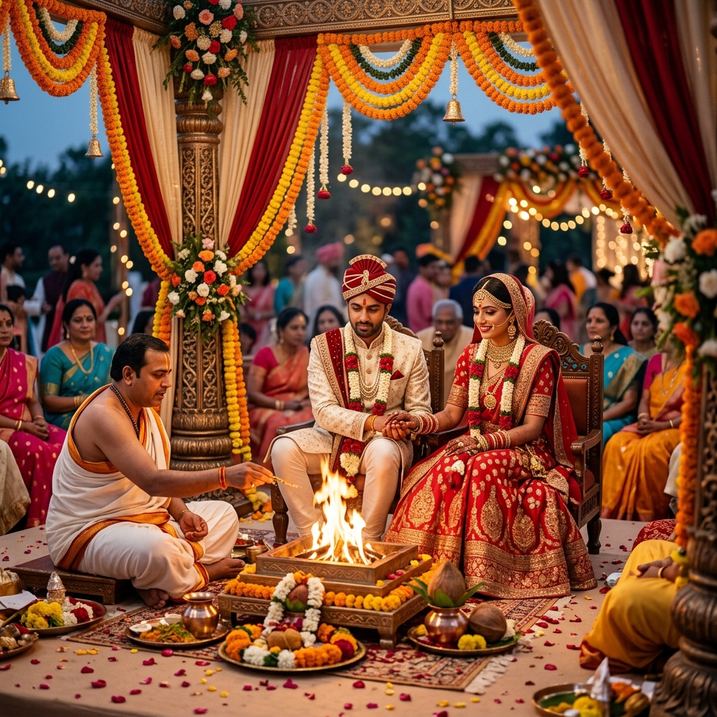 Beautiful Indian wedding mandap ceremony at ARATI KUNJA